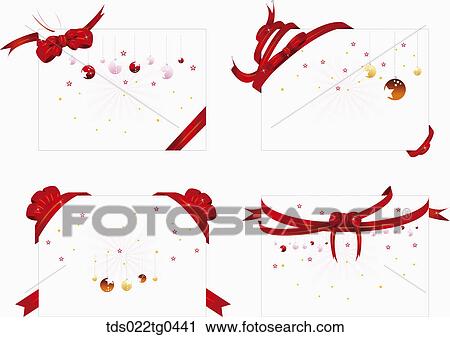 Various rectangle postcards with red ribbons and stars View Large Illustration Clip Art - Various rectangle postcards with red ribbons and stars. Fotosearch
