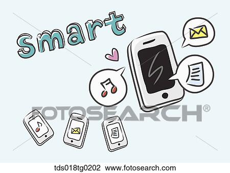 Various smart phone applications View Large Illustration Drawing - Various smart phone applications. Fotosearch