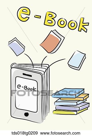 Stock Illustration - Various smart phone applications e-Book. Fotosearch