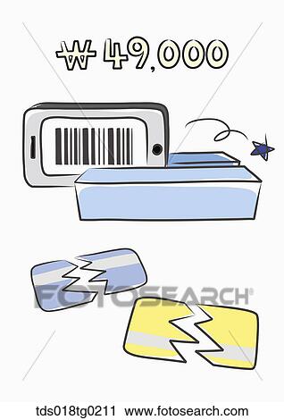 Various smart phone applications of money View Large Illustration Clip Art - Various smart phone applications of money. Fotosearch