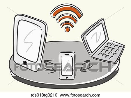 Various smart phone applications of Wi-Fi View Large Illustration Clipart - Various smart phone applications of Wi-Fi. Fotosearch
