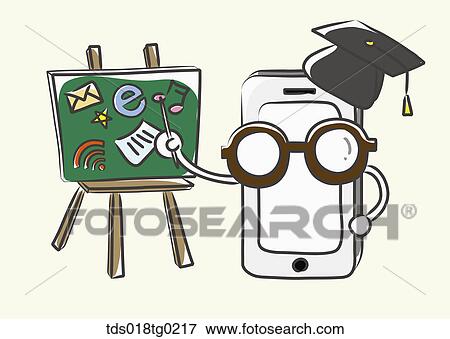 Stock Illustration - Various smart phone applications of education. Fotosearch