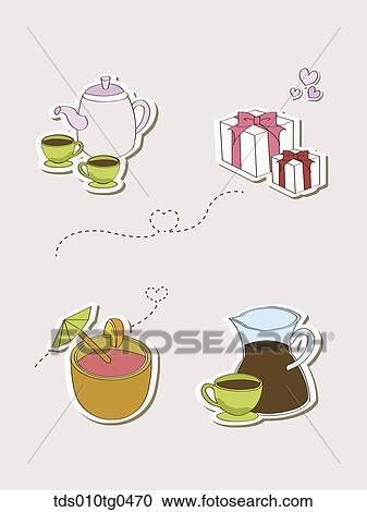 Various types of icons for cafe and desserts View Large Illustration Clipart - Various types of icons for cafe and desserts. Fotosearch