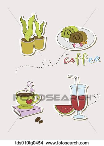 Stock Illustration - Various types of icons for cafe and desserts. Fotosearch