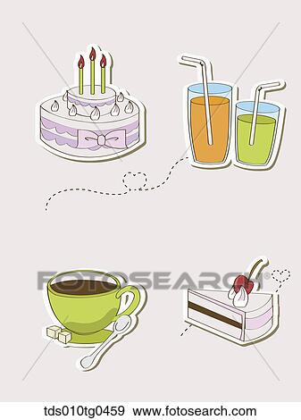 Various types of icons for cafe and desserts View Large Illustration Stock Illustration - Various types of icons for cafe and desserts. Fotosearch