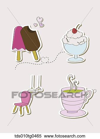Stock Illustration - Various types of icons for cafe and desserts. Fotosearch