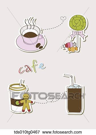 Stock Illustration - Various types of icons for cafe and desserts. Fotosearch