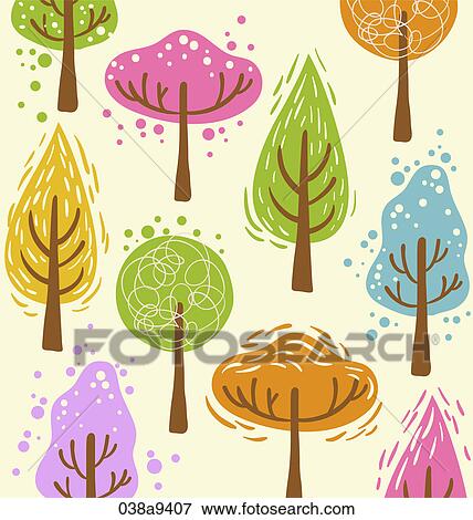 Stock Illustration - Various types of trees. Fotosearch