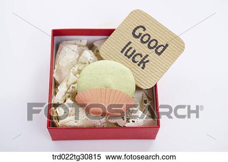 A box of macaron and a good luck message View Large Photo Image Stock Photography - A box of macaron and a good luck message. Fotosearch