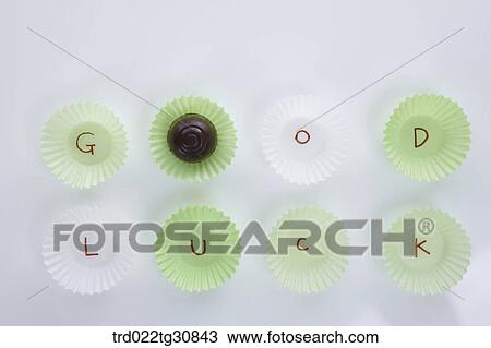 Stock Image - Chocolate with a good luck message. Fotosearch