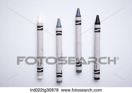 Stock Photo - Crayons in white, gray and black. Fotosearch