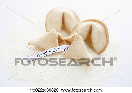 Stock Image - Fortune cookies with a good luck to you message. Fotosearch