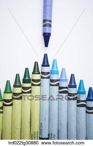 Many crayons in green and blue tone arrayed View Large Photo Image Stock Image - Many crayons in green and blue tone arrayed. Fotosearch
