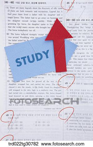 Marked test paper and a STUDY message with red arrow View Large Photo Image Stock Image - Marked test paper and a STUDY message with red arrow. Fotosearch