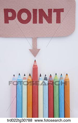 Stock Photo - Pencils in row and a POINT message. Fotosearch