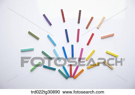 Stock Image - Various colors of pastels spreaded out. Fotosearch