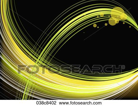 Drawing - Abstractive image of black background and yellow line. Fotosearch