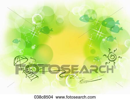 Abstractive image of green sun bed and sun View Large Illustration Stock Illustration - Abstractive image of green sun bed and sun. Fotosearch