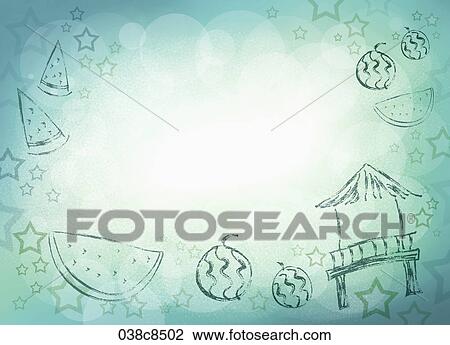 Abstractive image of green watermelon View Large Illustration Drawing - Abstractive image of green watermelon. Fotosearch