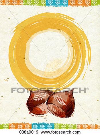 Stock Illustration - autumn pattern with chestnuts. Fotosearch