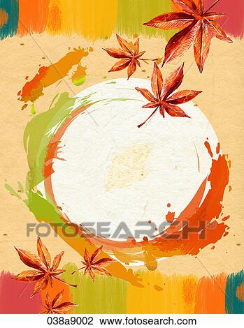 Drawing - autumn pattern with maple leaves. Fotosearch