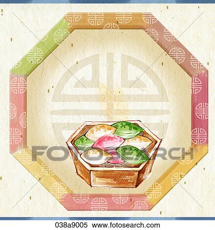 autumn pattern with rice cakes View Large Illustration Stock Illustration - autumn pattern with rice cakes. Fotosearch