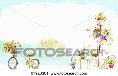 Clip Art - beautiful scenery and a garden. Fotosearch