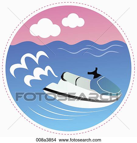Stock Illustration - boat is sailing on the sea. Fotosearch