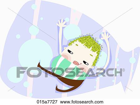 Stock Illustration - boy was slipped. Fotosearch