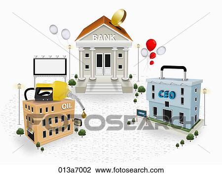 buildings of various types of corporation View Large Illustration Drawing - buildings of various types of corporation. Fotosearch