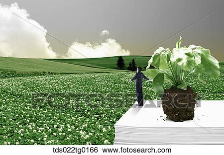 business man opens his arms toward the green field View Large Illustration Stock Illustration - business man opens his arms toward the green field. Fotosearch