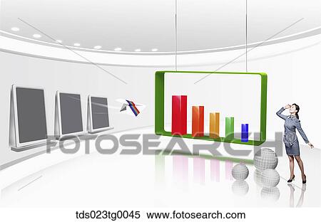 Stock Illustration - business woman and graphs. Fotosearch