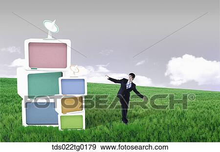 Stock Illustration - businessman and networks. Fotosearch