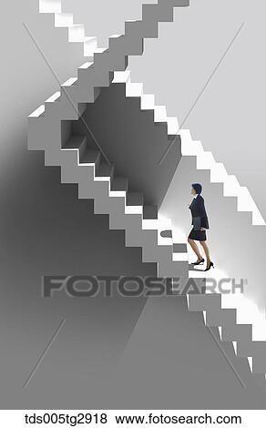 career woman is going upstairs View Large Illustration Stock Illustration - career woman is going upstairs. Fotosearch