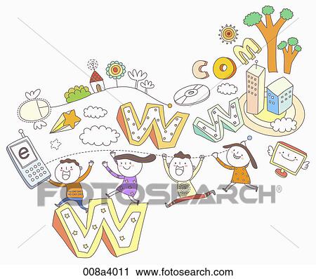 children and eudcation through internet service View Large Illustration Clip Art - children and eudcation through internet service. Fotosearch