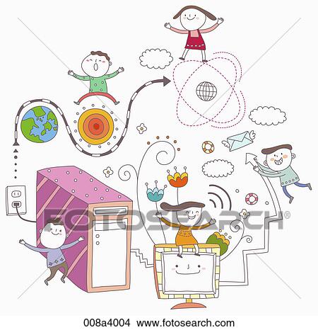 children and eudcation through internet service View Large Illustration Stock Illustration - children and eudcation through internet service. Fotosearch