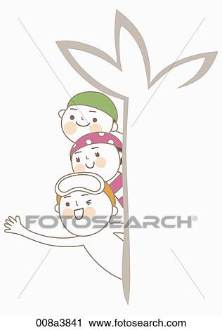 Clip Art - children enjoying their summer vacation. Fotosearch