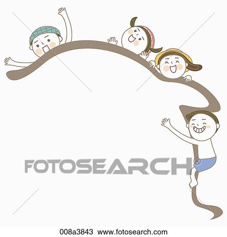 Drawing - children enjoying their summer vacation. Fotosearch
