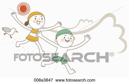 Stock Illustration - children enjoying their summer vacation. Fotosearch