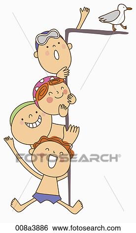 children enjoying their summer vacation in the sea View Large Illustration Stock Illustration - children enjoying their summer vacation in the sea. Fotosearch
