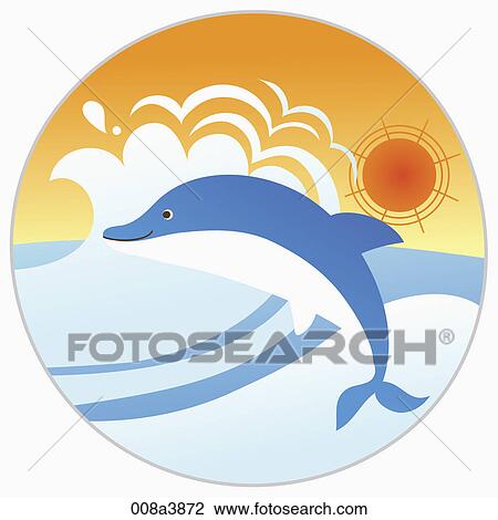dolphin is jumping over the sea View Large Illustration Drawing - dolphin is jumping over the sea. Fotosearch