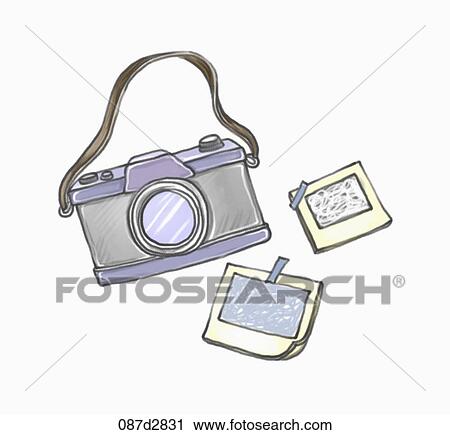 Drawing of a camera and photos View Large Illustration Clip Art - Drawing of a camera and photos. Fotosearch