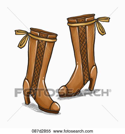 Drawing of a pair of brown boots View Large Illustration Stock Illustration - Drawing of a pair of brown boots. Fotosearch