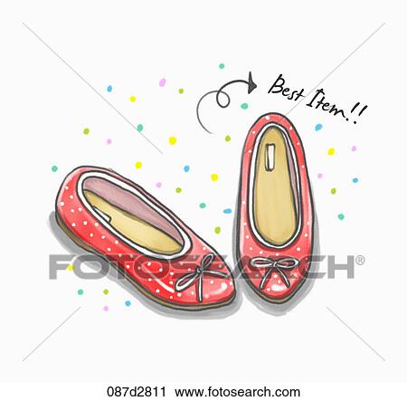 Clip Art - Drawing of a red flat shoes. Fotosearch