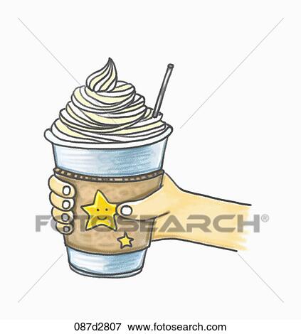 Drawing of a take-out coffee with cream View Large Illustration Stock Illustration - Drawing of a take-out coffee with cream. Fotosearch