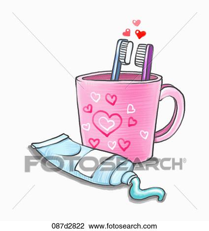 Drawing of a toothpaste and toothbrushes View Large Illustration Drawing - Drawing of a toothpaste and toothbrushes. Fotosearch