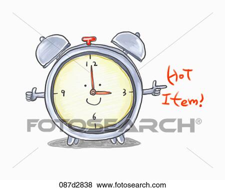 Drawing of an alarm clock View Large Illustration Stock Illustration - Drawing of an alarm clock. Fotosearch