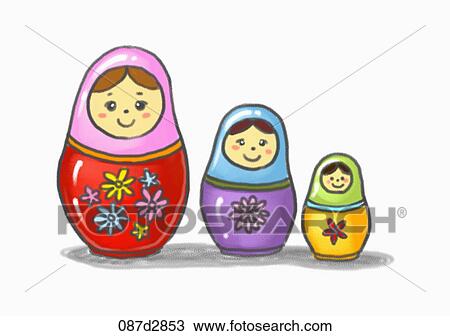 Drawing of colorful Russian dolls View Large Illustration Drawing - Drawing of colorful Russian dolls. Fotosearch