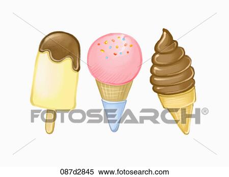 Drawing of different ice creams View Large Illustration Stock Illustration - Drawing of different ice creams. Fotosearch