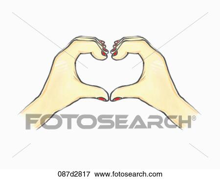 Drawing of hand shaped heart View Large Illustration Stock Illustration - Drawing of hand shaped heart. Fotosearch